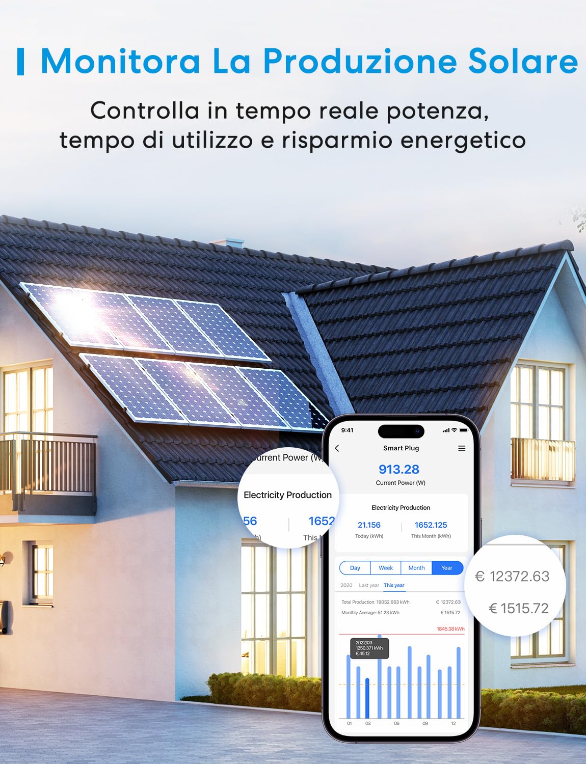 Meross Presa Smart WiFi con Misuratore di Consumo Elettrico e Timer, Tipo F | Presa intelligente, Bluetooth, compatibile con Alexa e Google Home, Controllo Vocale e Remoto App, Smart Home, 4 pezzi, 3840W