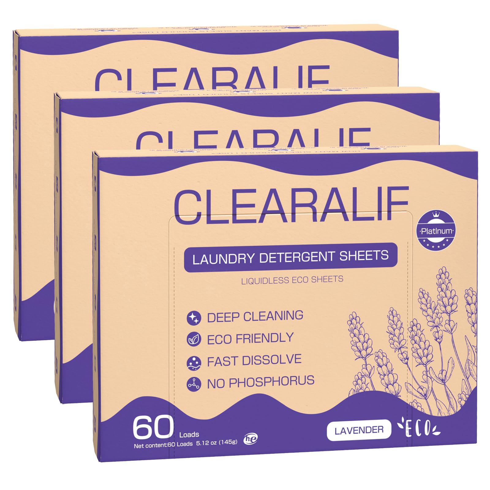 CROS 180 Loads Laundry Detergent Sheets Fresh Lavender Scent, for Travel, Home, Apartment,Dorm, Laundry Detergent Strips Eco Friendly, Hypoallergenic,