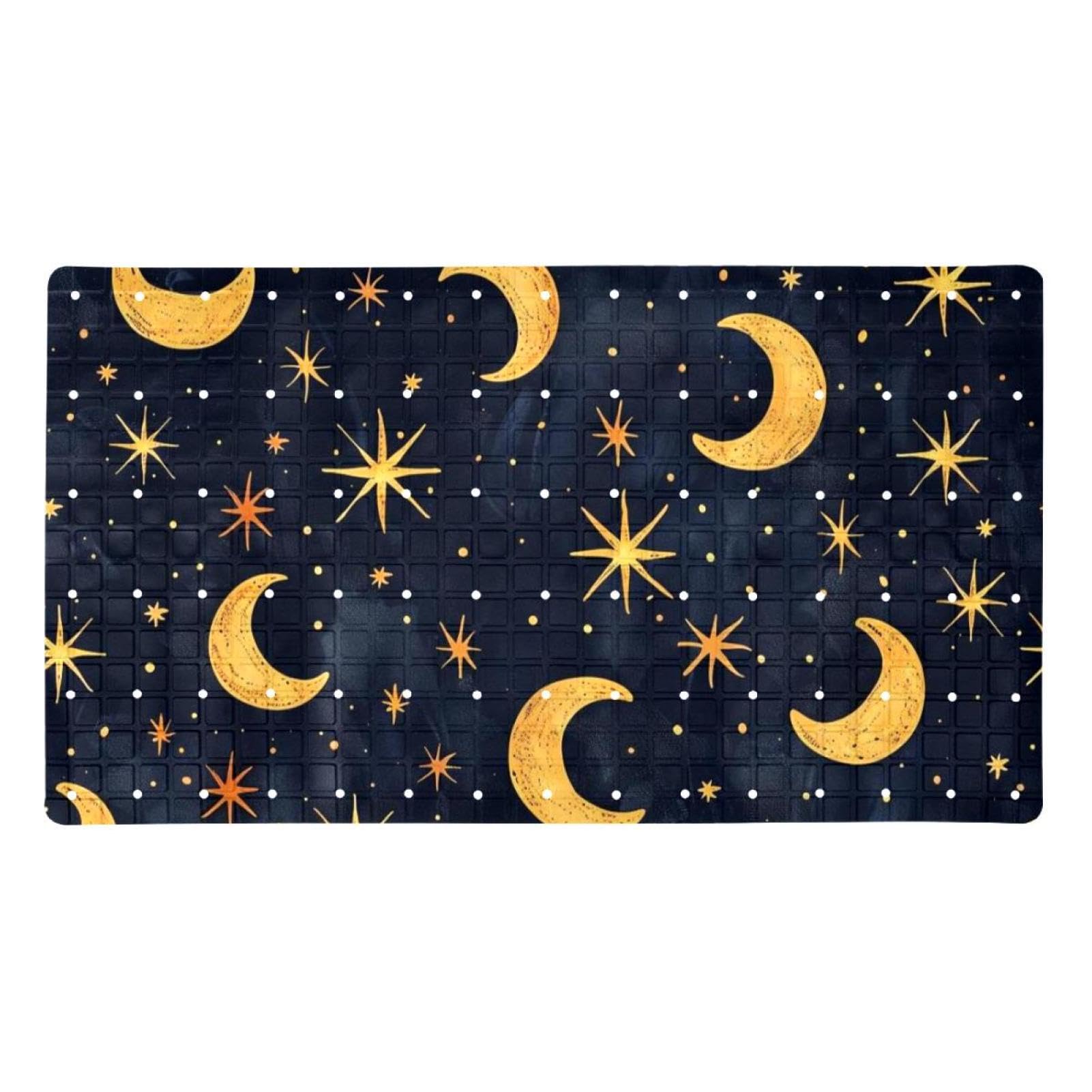 Tapis de bain esthétique lune et étoile | Modèle extra long antidérapant pour la famille