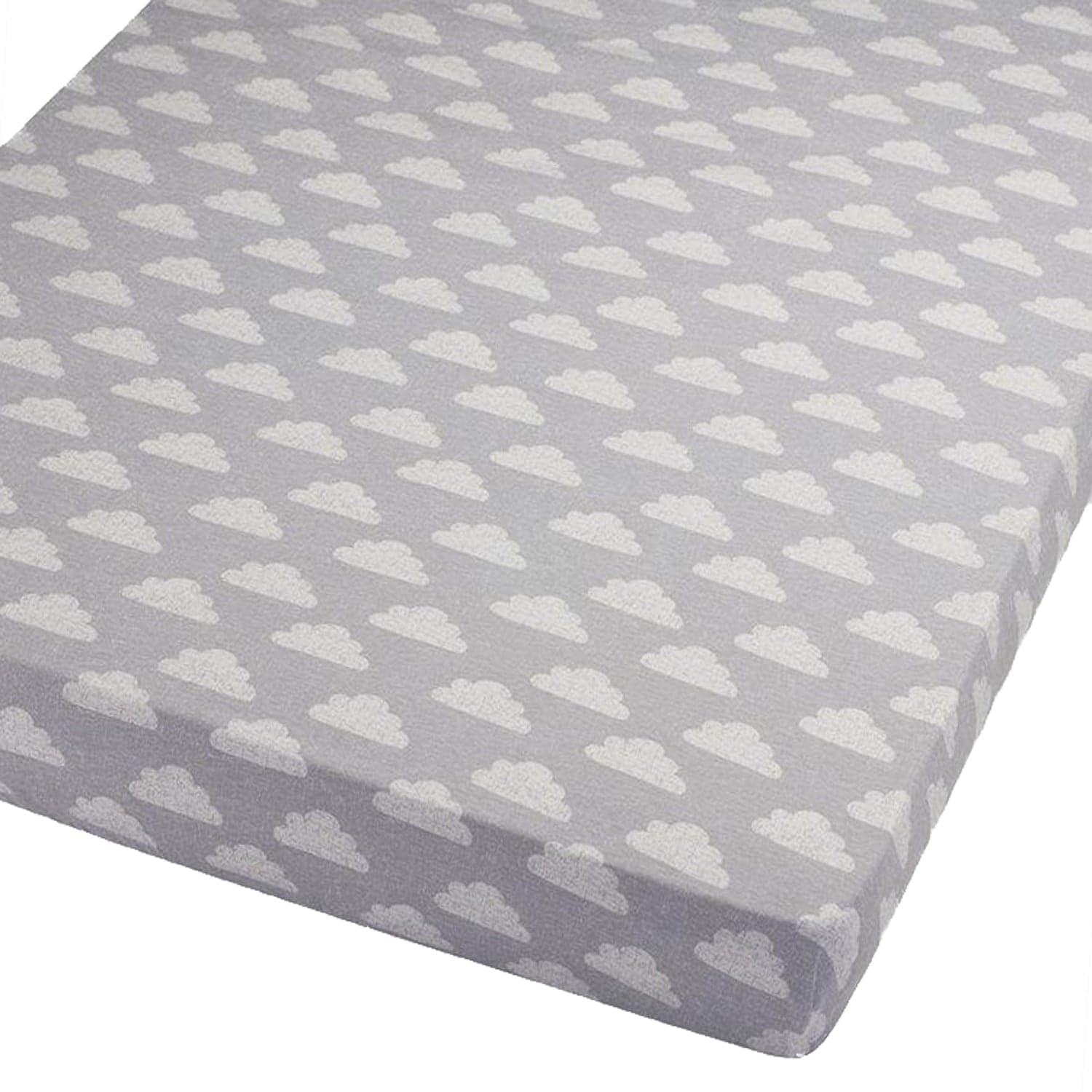 Cot Bed Fitted Sheet 100% Cotton 140x70cm - 2x Clouds