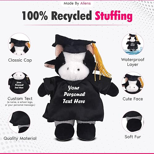 Miniatura 8 de Hecho por Aliens juguetes de peluche de peluche de 8.0in, regalo para día de graduación, texto personalizado, nombre o logotipo de tu escuela en el