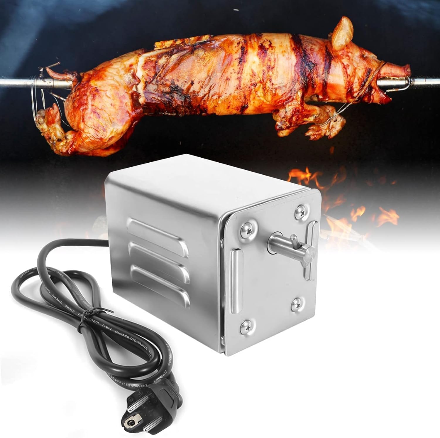 Yontwe SP-S40 15W 70kg Electric Motor for Barbecue Stainless Steel Professional Motor for Barbecue, Chicken, Pork, Grilled Goat Outdoors