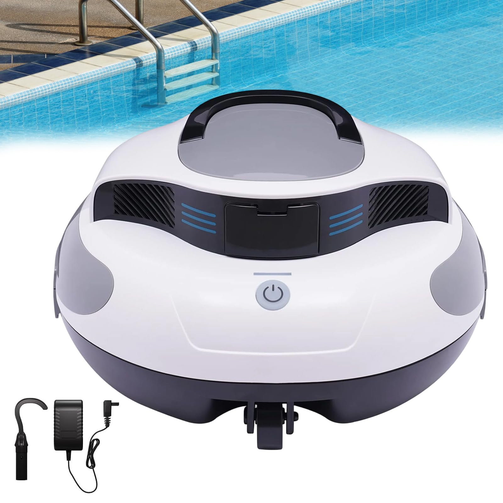 RUODATONLY Smart Pool Vacuum Robot Cordless: Auto-Stop, Self-Parking When Done, Hall-Effect Sensors, Hands-Free Robotic Pool Cleaner, 100 Mins, for Inground & Above Ground Pools