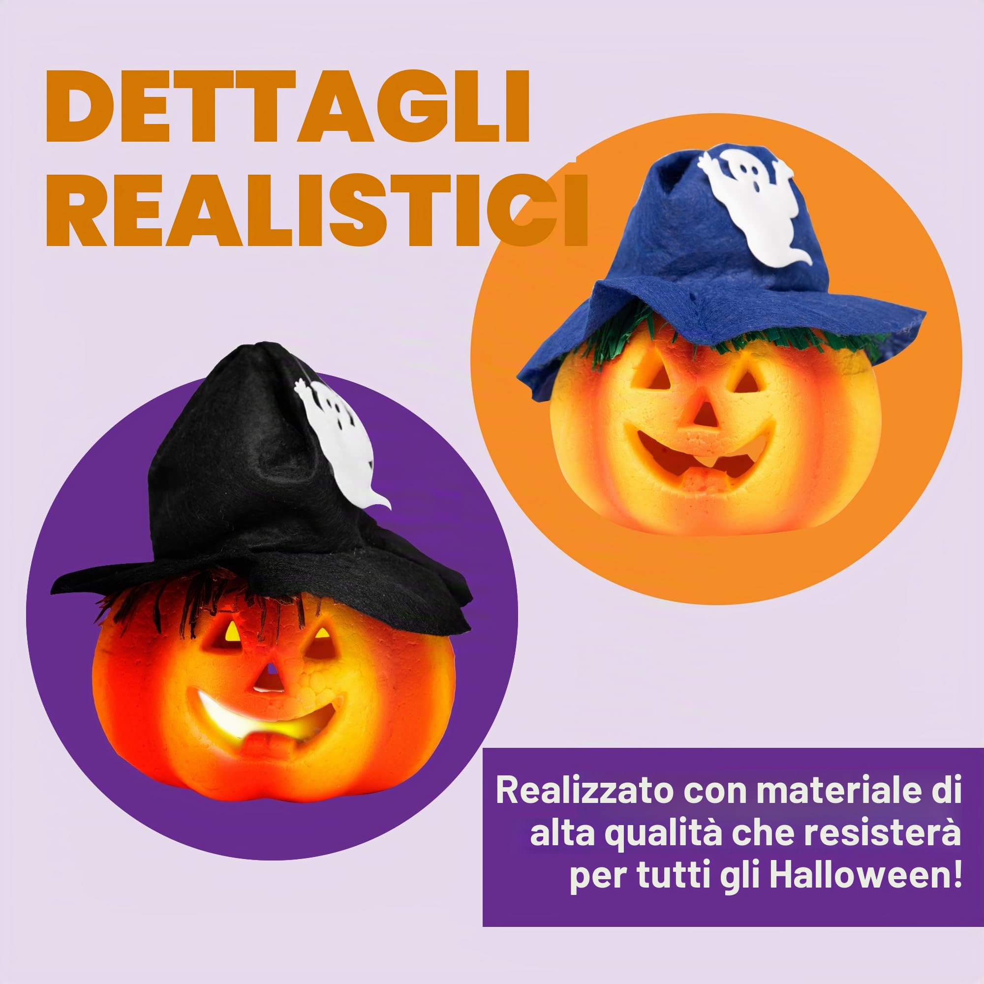 JOYIN 6 Pz Illuminano Zucche Decorazioni di Halloween Outdoor Indoor Jack O Lanterne Decor Luci LED Schiuma Halloween Home Decor Grande Dolcetto O scherzetto secchio