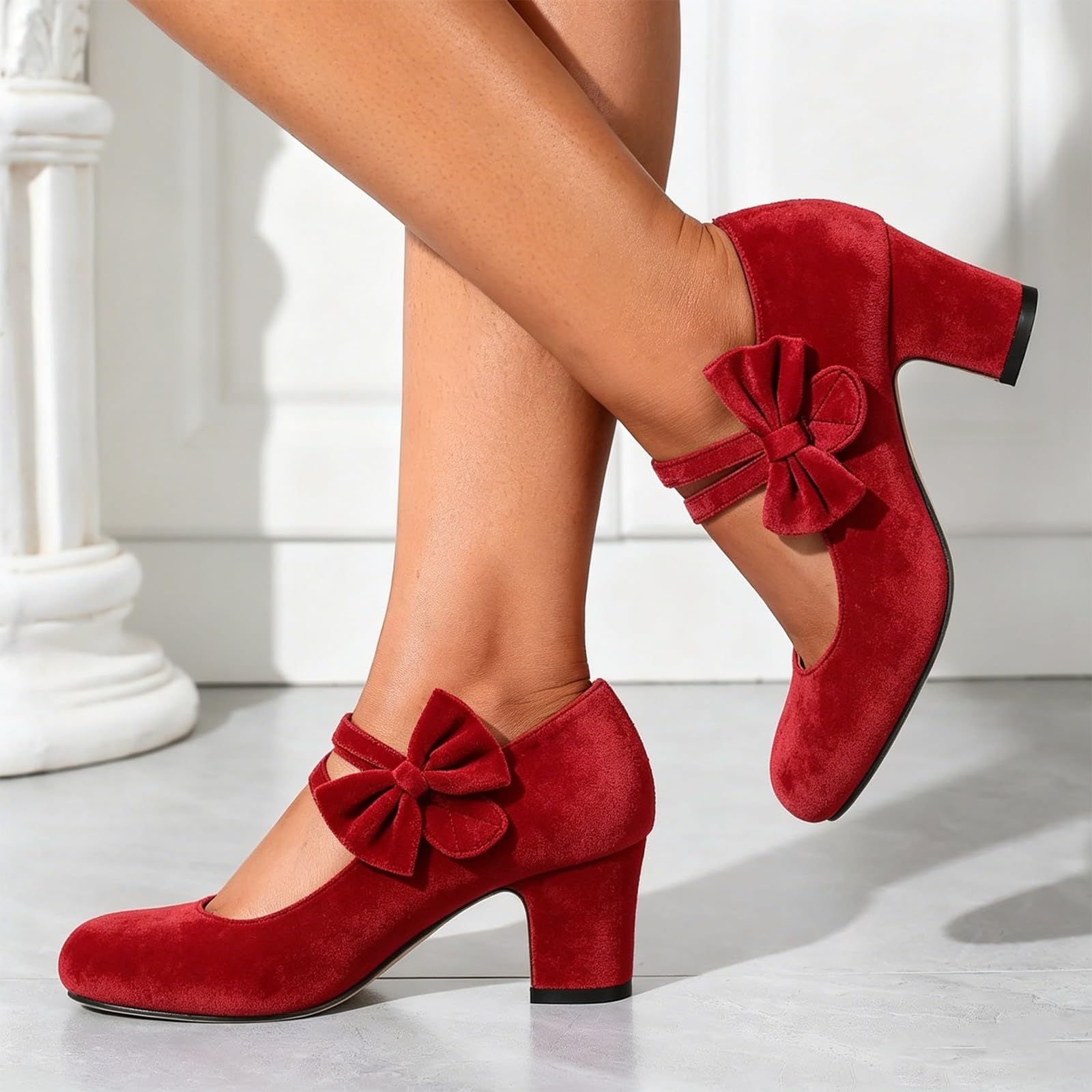 Mary Jane Zapatos de tacón para mujer, zapatos de noche, cómodos zapatos