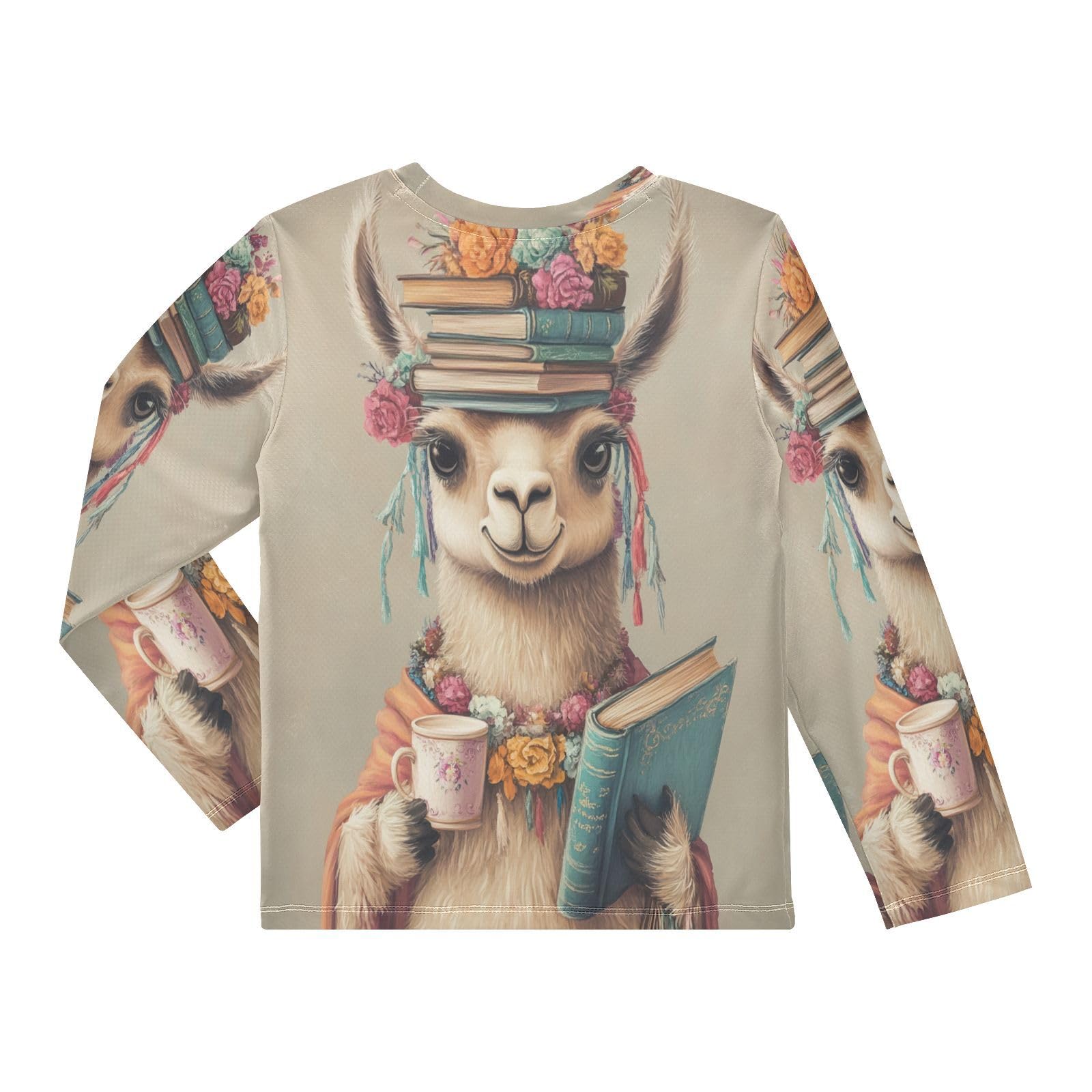 DOMIKING Flowers Lamp Beige Boys Long Sleeve Rashguard Shirt Kids Quick Dry Swim Shirt for Running Swiming Pool 9-10T