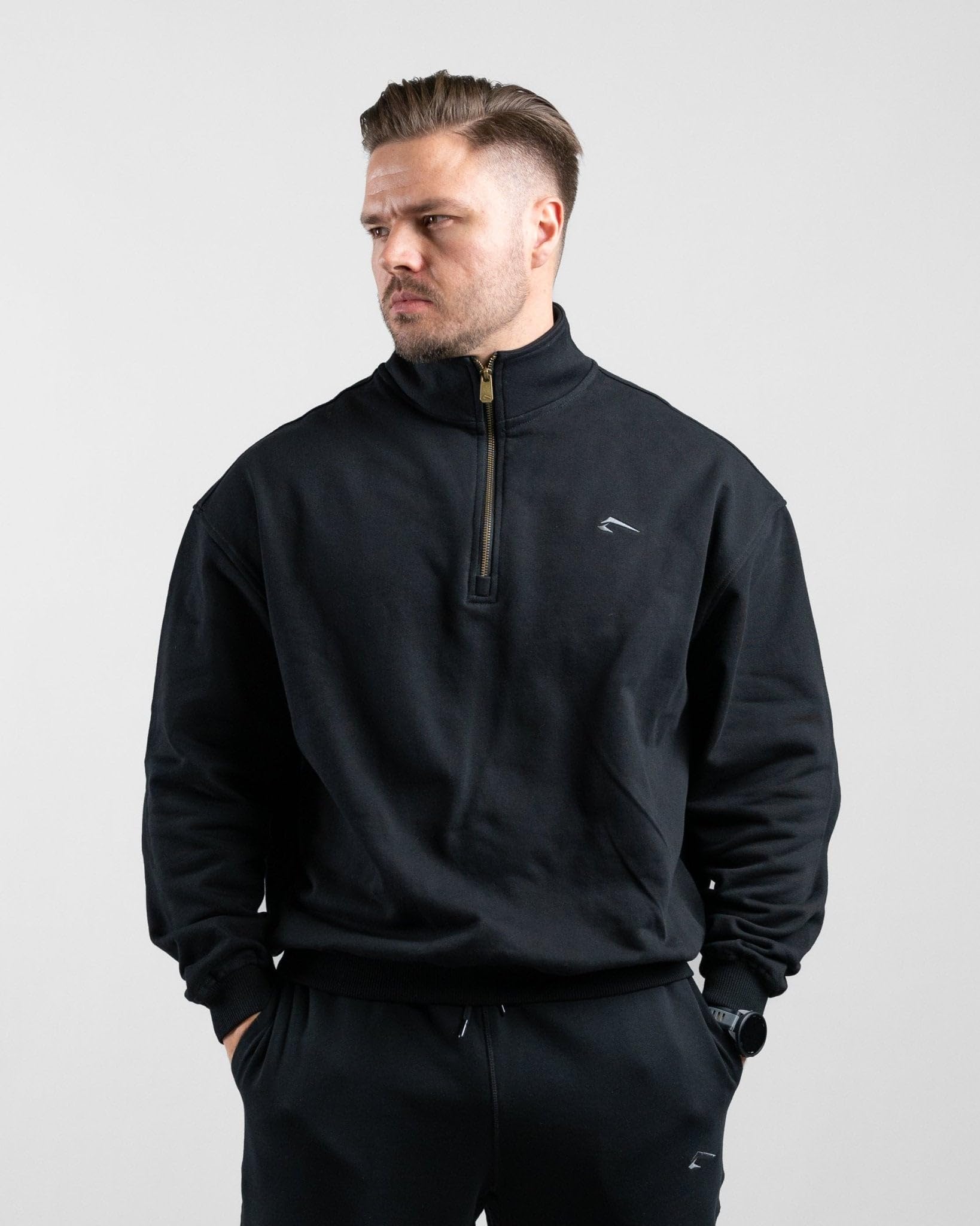 ATHLETIC AESTHETICS Essential Oversize Half Zip Pullover Sweatshirt für Herren & Gym Fitness-Sweater Bodybuilding Sport & Fitness Hoodie