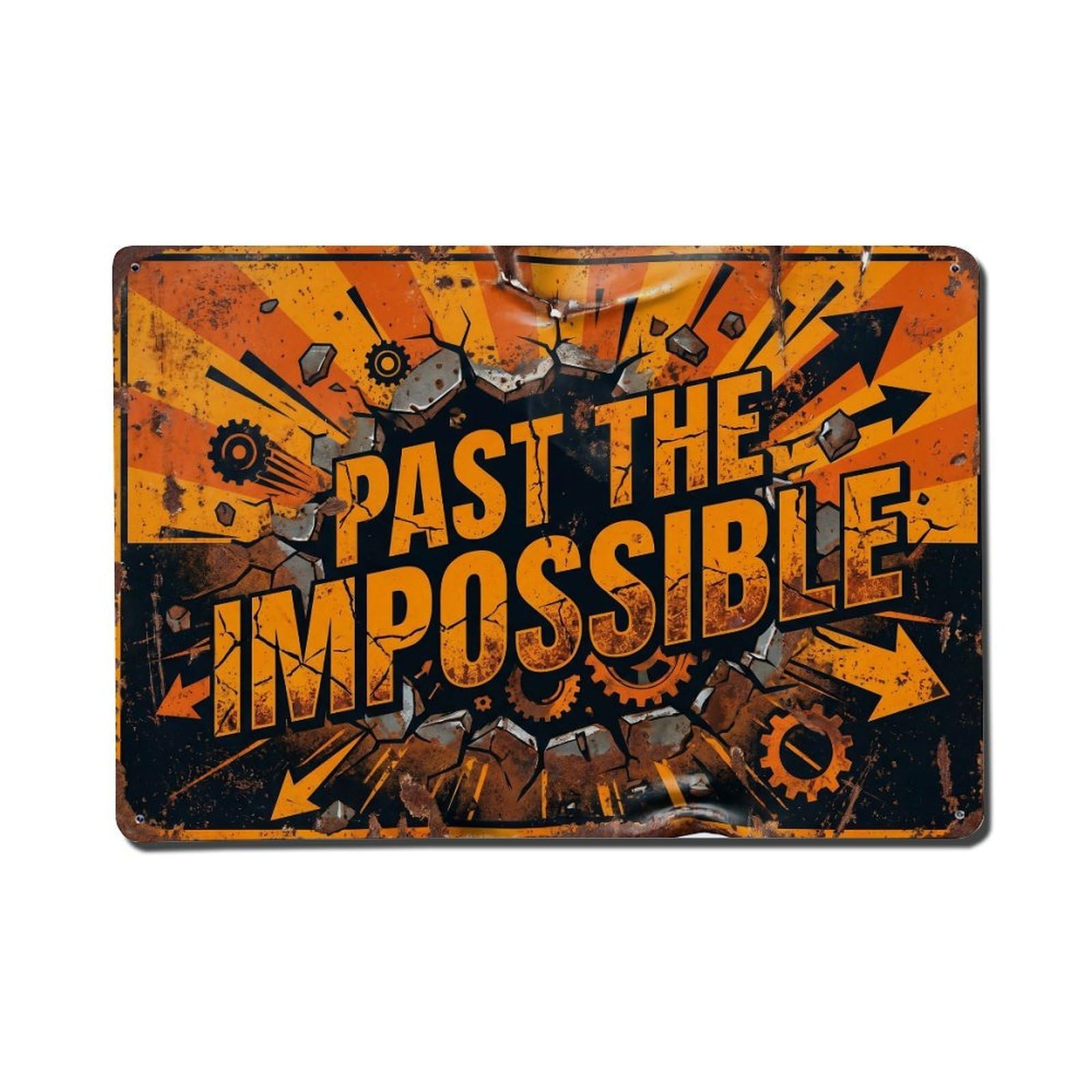 past The Impossible Exceed Retro Motivational Slogans Metal Tin Sign
