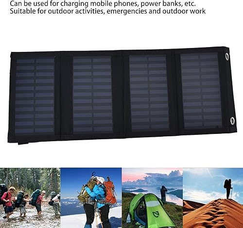Miniatura 3 de plplaaoo Panel solar, cargador de batería solar, panel solar portátil, mantenedor de batería solar, alta tasa de conversión de 20 W, bolsa plegable
