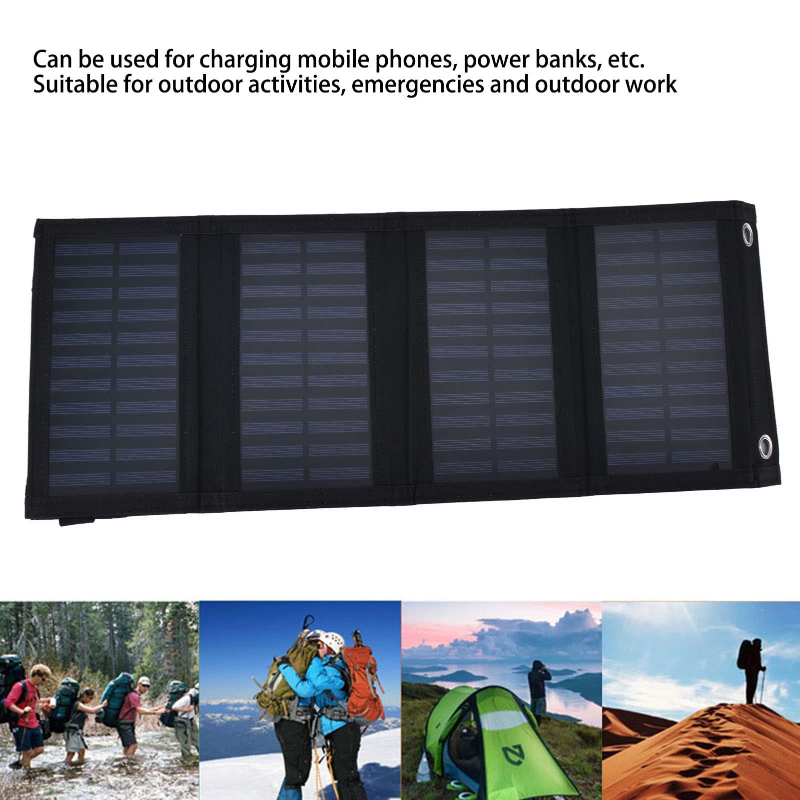 Chargeur Solaire, Chargeur à énergie Solaire, Sortie USB à économie d'énergie, étanche pour Les activités de Plein air pour téléphone Portable
