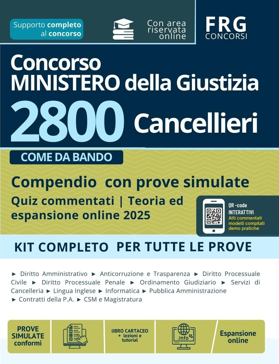 Livre Concours Ministere de la Justice Italien 2800 Greffiers Kit Complet Edition 2025