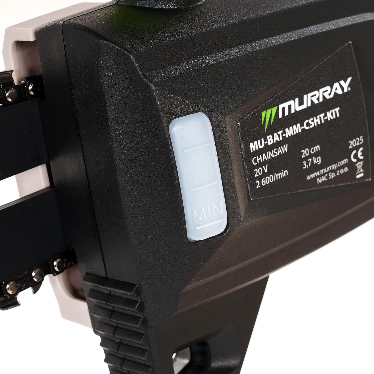 Murray Cortasetos & Motosierra Telescópica 2-en-1 con Batería MU-Bat-MM-CSHT-Kit – 20V, 3Ah, Hoja de Corte 40 cm, Guía de Sierra 20 cm, Sistema SDS, Inclinable, Alcance 330 cm