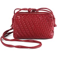 Small Woven Vegan Leather Crossbody Bag For Women