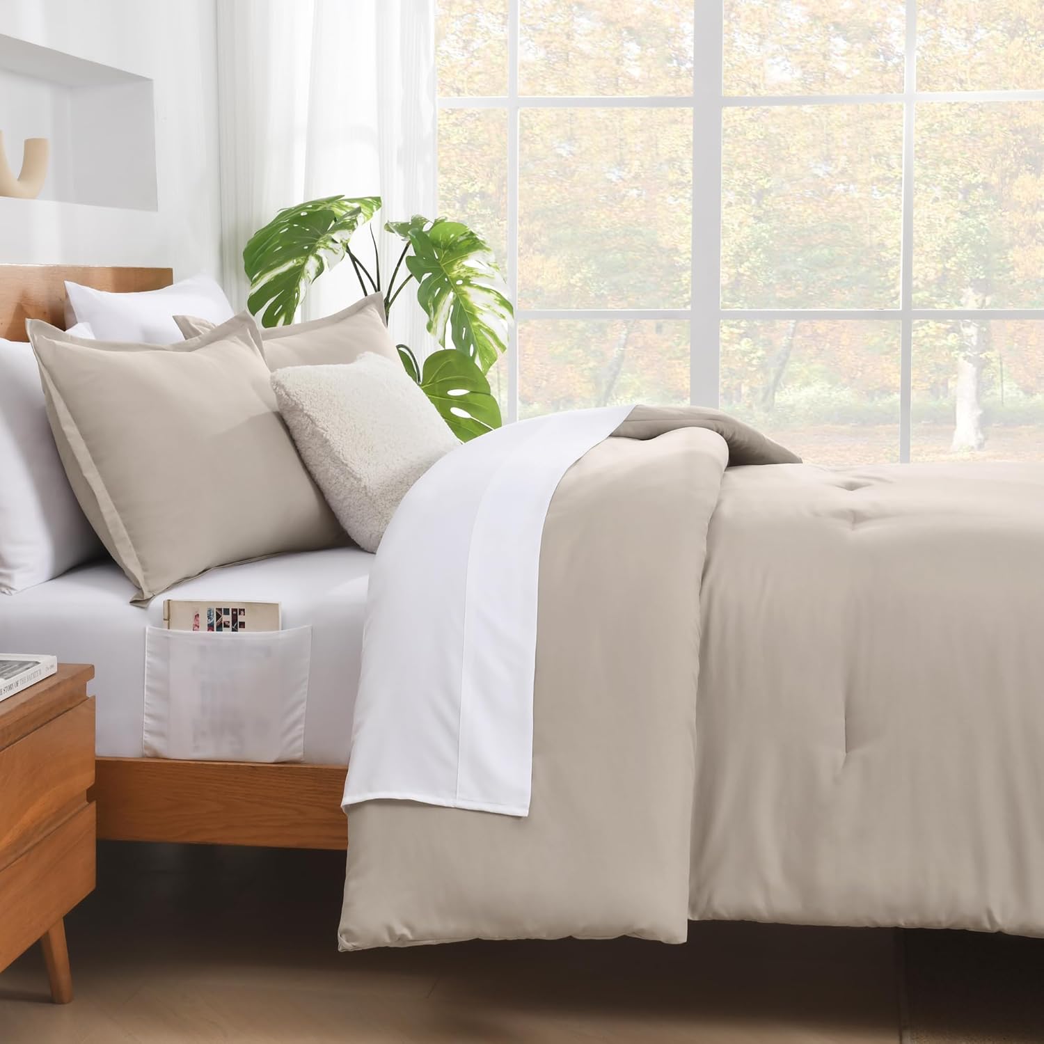 Andency Linen Comforter King Size - 7 Pieces Bed in a Bag King Bedding Comforter Sets, Summer Plain Soft Lightweight Comforter with Fitted Sheets, Flat Sheets, Pillowcases & Shams - Image 9