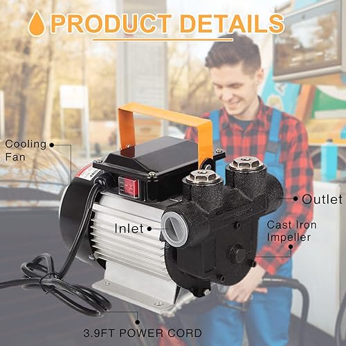 Miniatura 3 de TOPWAY 110V AC 16GPM Eléctrico Autocebante Aceite Combustible Diesel Queroseno Biodiesel Bomba de Transferencia Kit wManguera de Descarga y Boquilla