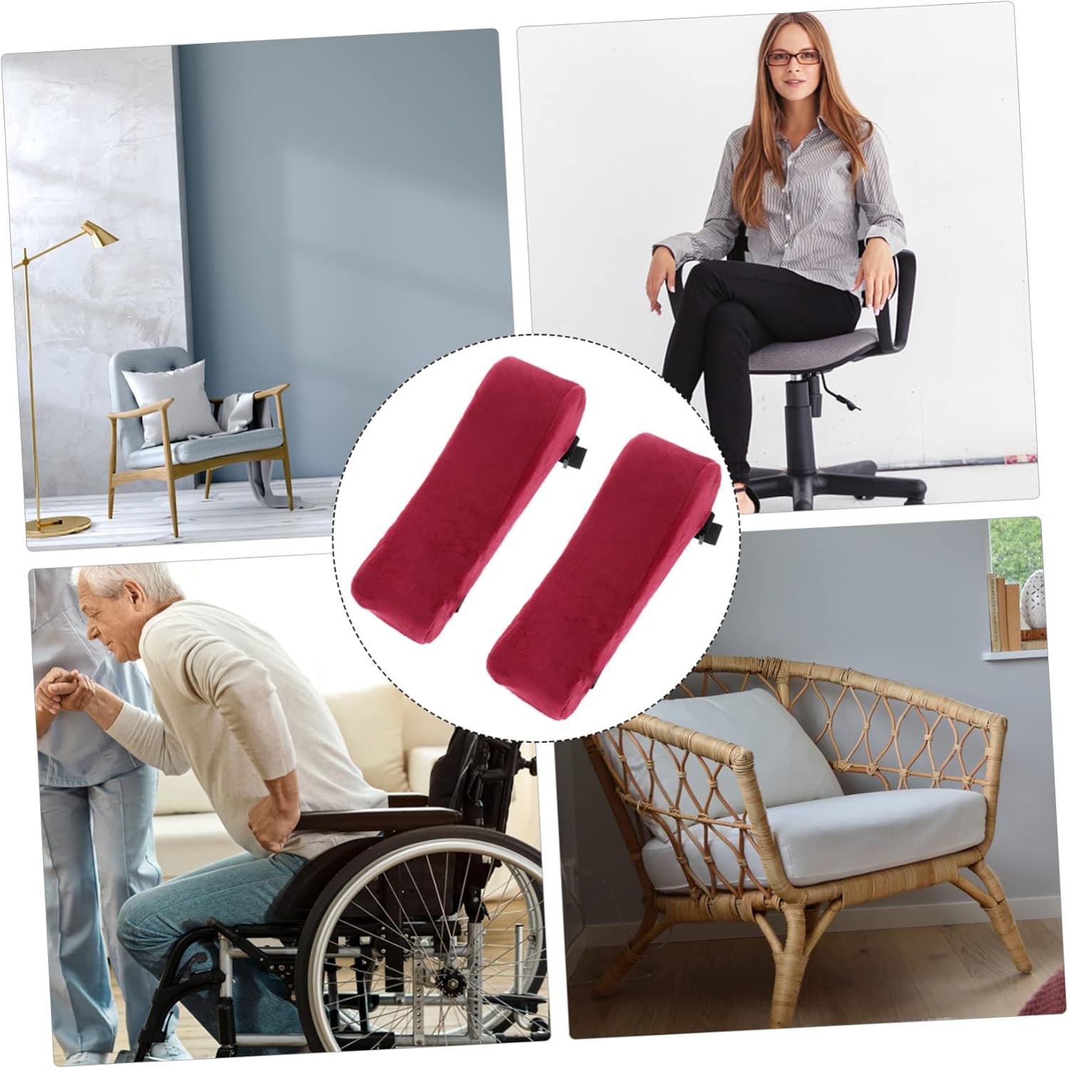 4pcs Ergonomic Armrest Pads Memory Elbow Pillow for Pressure Chair Armrest for Back Washable for Hours of Work