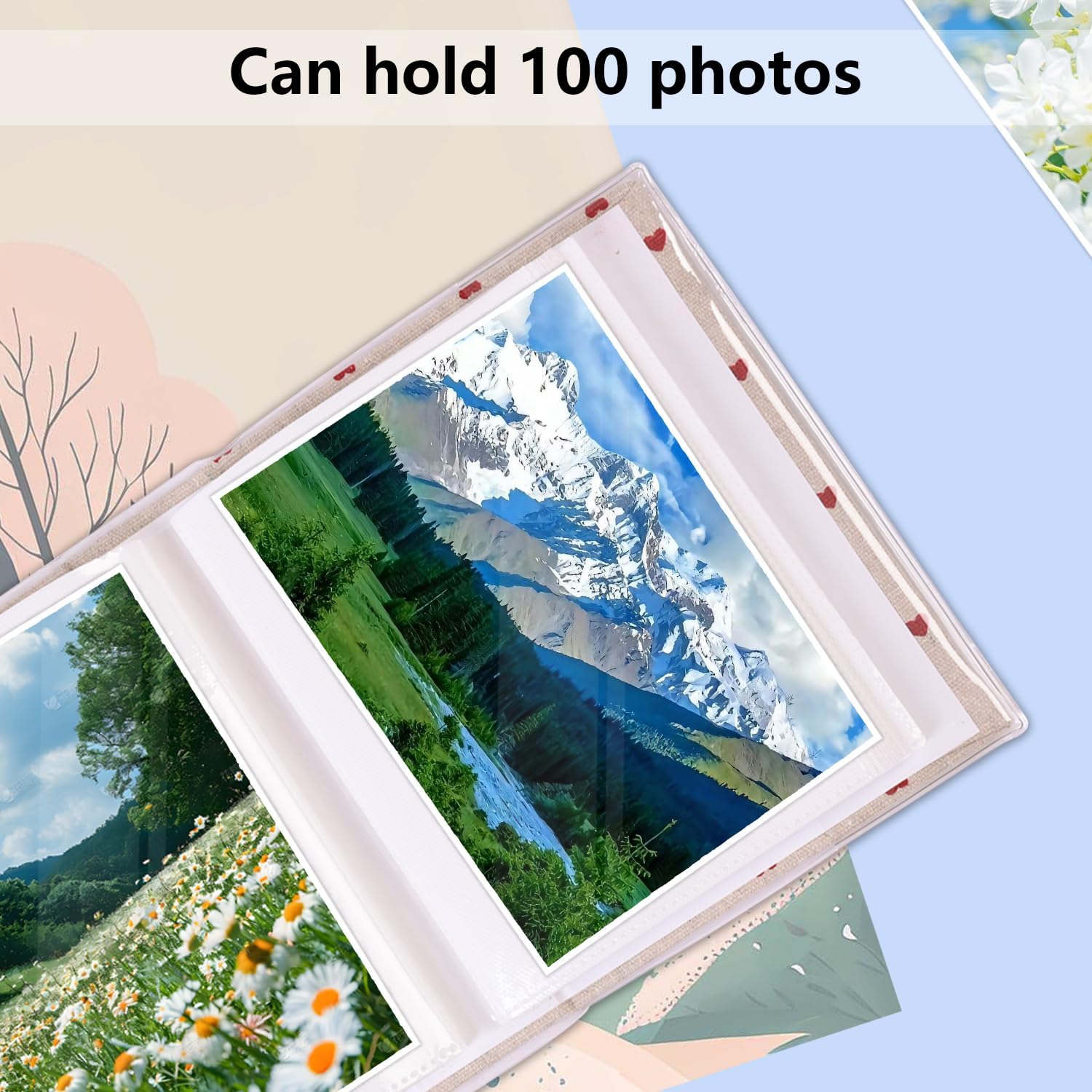 Photo Album 100 Photos (4 x 6 Inch) - Portable Mini Linen Cover Scrapbook Album for Kids Birthday Family Wedding Anniversary Art & Craft Projects - Image 4