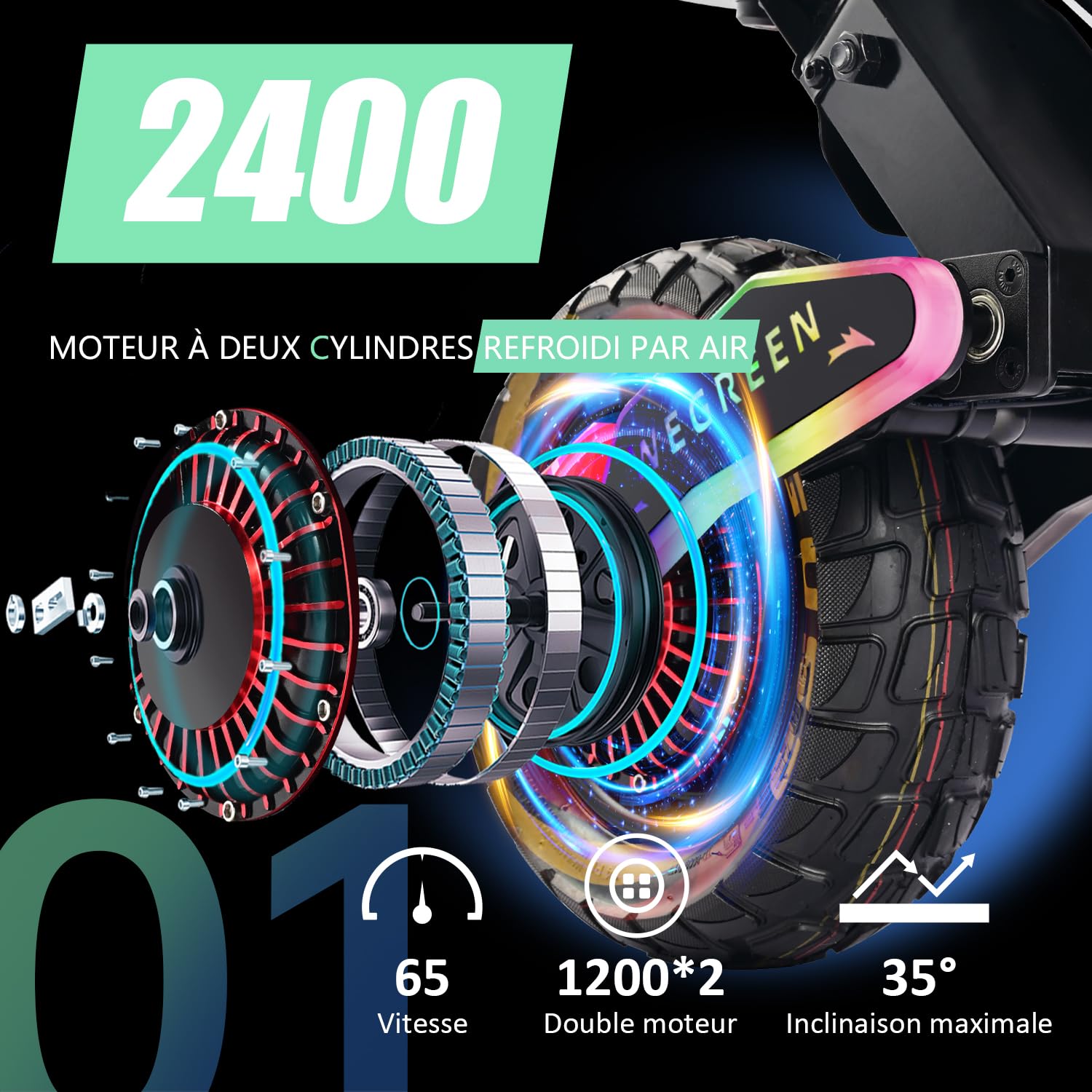 JOYOR Trotinette Electrique Adulte C10 Moteur 500W Avec Batterie 48V 10.4Ah (Batterie Remplaçable), Autonomie 30-50km, 3 Niveaux De Vitesse, Scooter Electrique Adulte