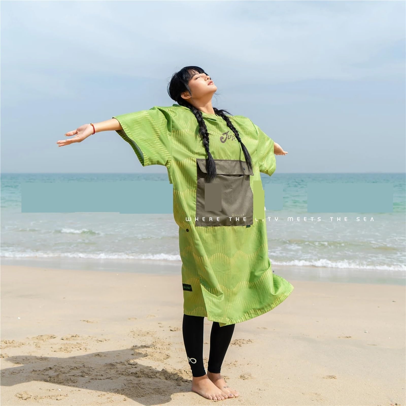 Poncho Surf Poncho de Surf con Capucha – Toalla Secado Rápido, Bata Playa Impermeable Bolsillo Grande, Ideal para, Buceo y Cambio