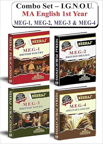 Neeraj Self Help Books For IGNOU : MA English Ist Year Combo (MEG-1, MEG-2, MEG-3, MEG-4) (BAG-New Sem System CBCS Syllabus) Course. (Ch.-wise Ref. Book with Perv. Year Solved Question Papers) - English Medium - LATEST EDITION [Perfect Paperback] Neeraj Publications [Perfect Paperback] Neeraj Publications