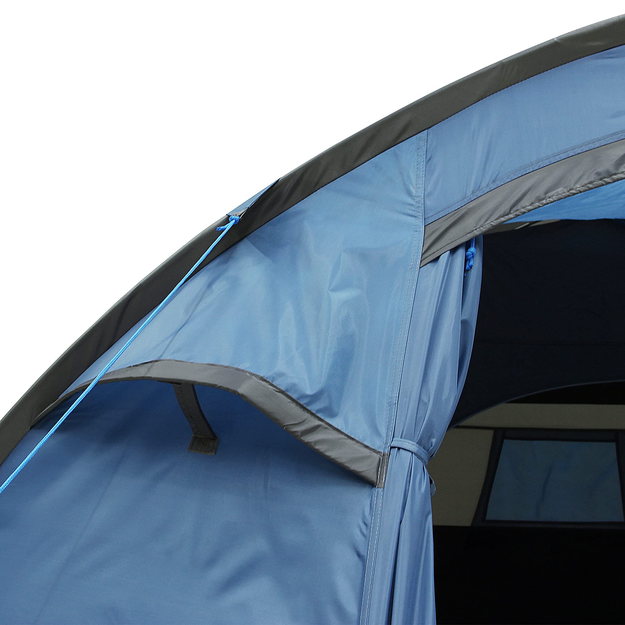 your GEAR Zelt Cetona - Campingzelt in 2 Größen für 4 oder 5 Mann, Kuppelzelt mit 3000 mm Wassersäule, Wohn-/ Vorraum, 2 Eingänge, Stehhöhe, dunkle Schlafkabine, Festivalzelt in Blau Grau
