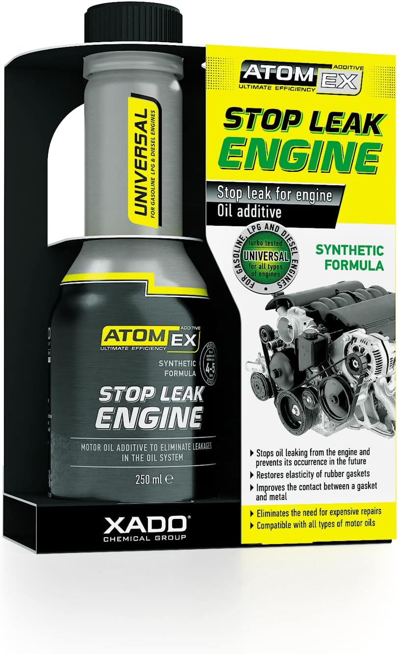XADO ATOMEX Stop Leak Engine Oil Additive Sealer (Bottle, 250 ml) - Repair Gaskets & Seals Treatment