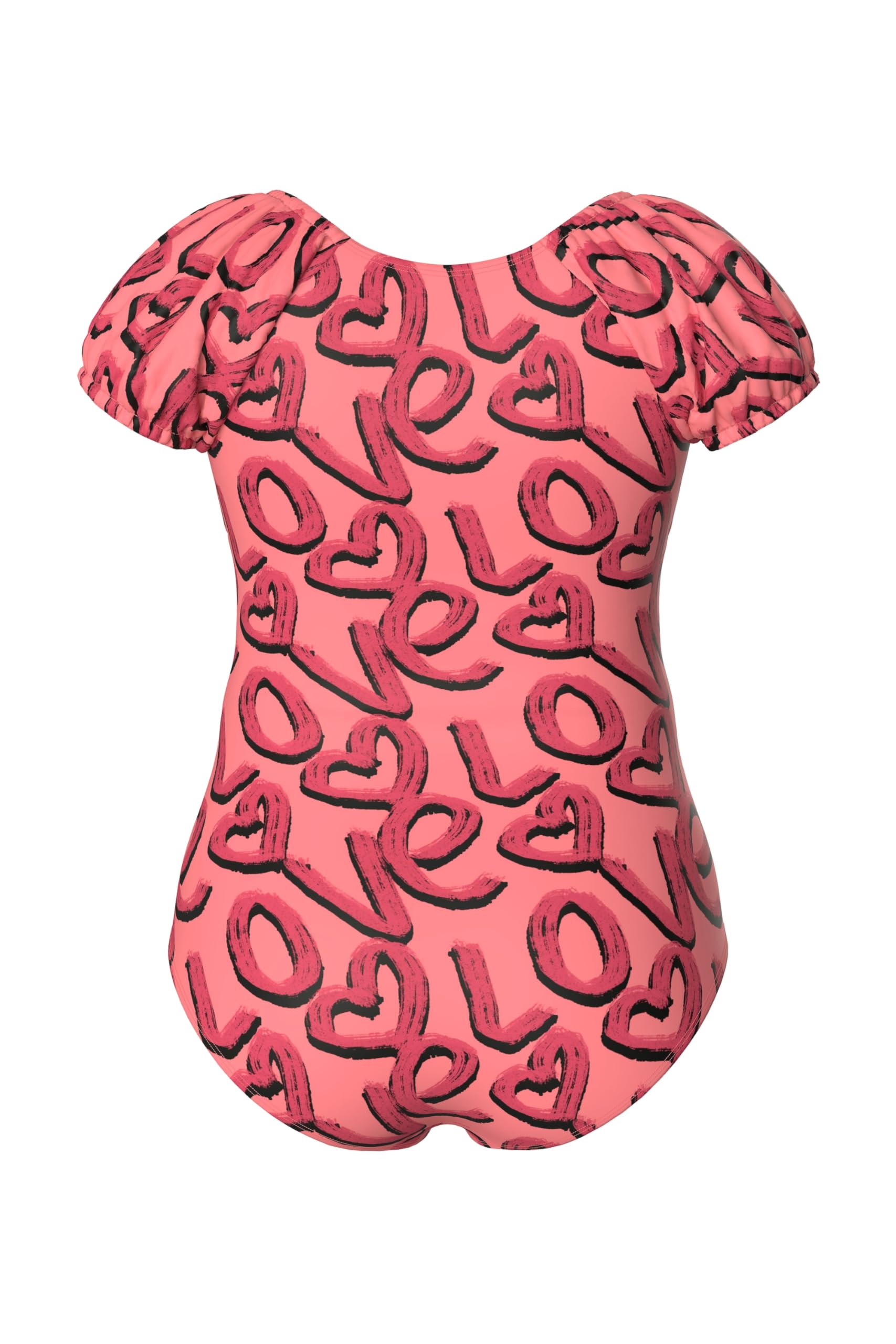 Ulla Popken Badeanzug Isabella, Puffärmel, Love Traje de baño de una Sola Pieza Mujer (Pack de 1)