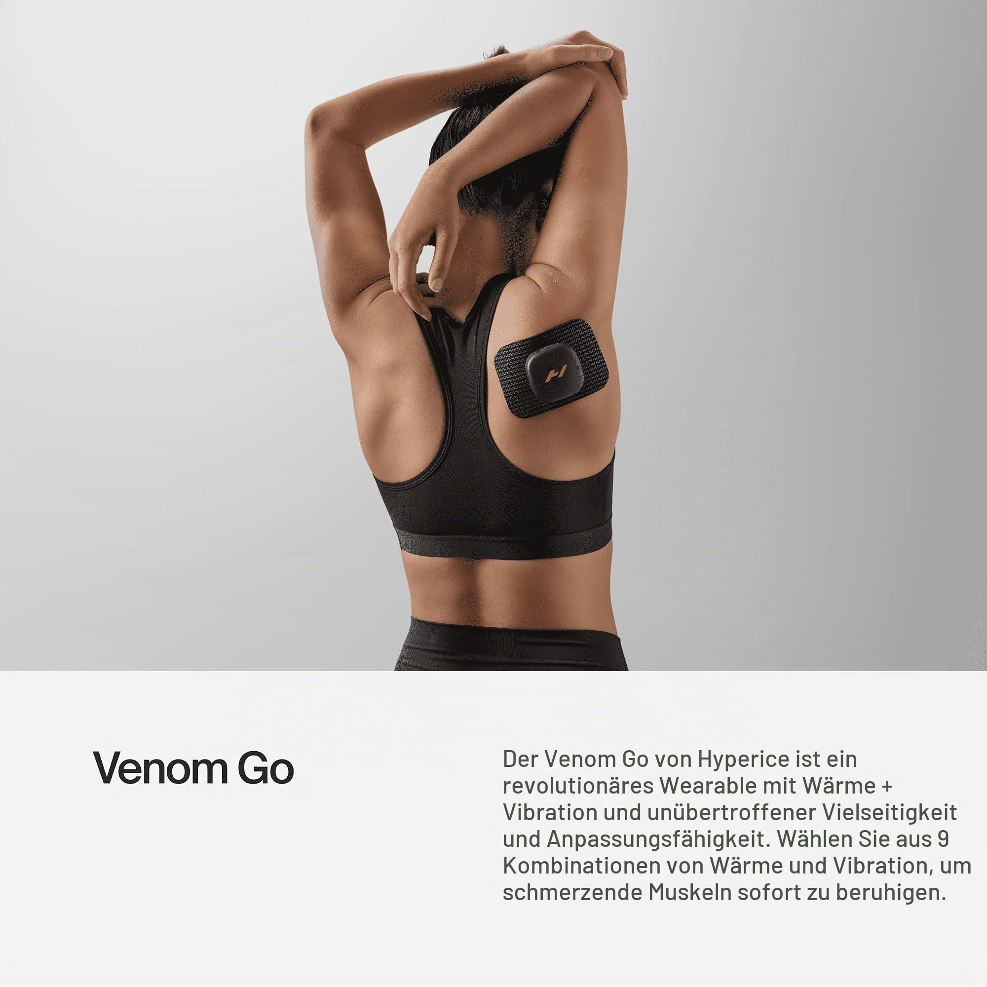 Hyperice Venom Go Kompaktes, tragbares Wärme und Vibrations therapiegerät | Punktuelle Behandlung zur Lockerung und Beruhigung von Muskelkater | Inklusive 3 Pads für bis zu 20 Anwendungen pro Pad