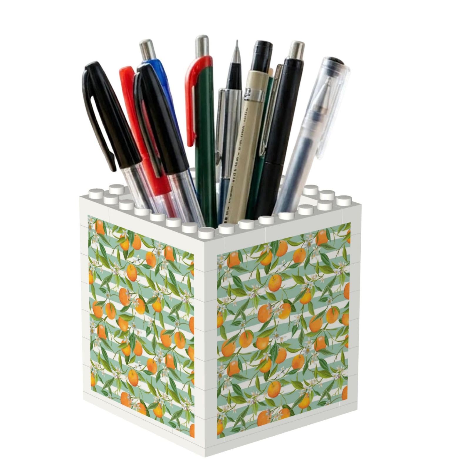 Poadnly Oranges Citrus Pattern, Pen Pot Pencil Holder for Office Home School, Compact Desk Organiser for Office Stationery