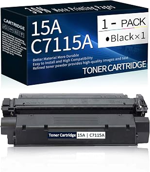 1 PK 15A | C7115A Black Toner Cartridge Replacement for HP Laserjet 1000 1150 1005W 1200n 1200se 1220 1220se ; Laserjet 3300 MFP 3320 MFP 3320n MFP 3380 MFP Printer Toner.