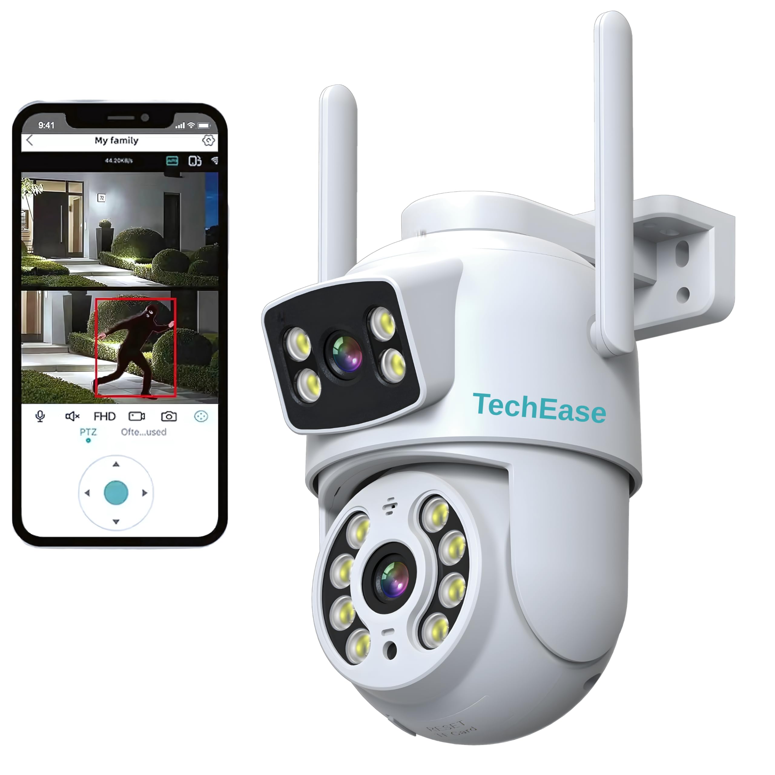TechEase 6MP Dual Lens UHD CCTV Camera for Home Outdoor Indoor Outdoor WiFi Camera, Advanced Security CCTV with Color Night Vision and Ai Human/Motion Detection, SD/Cloud IP66 (White)-picture-11