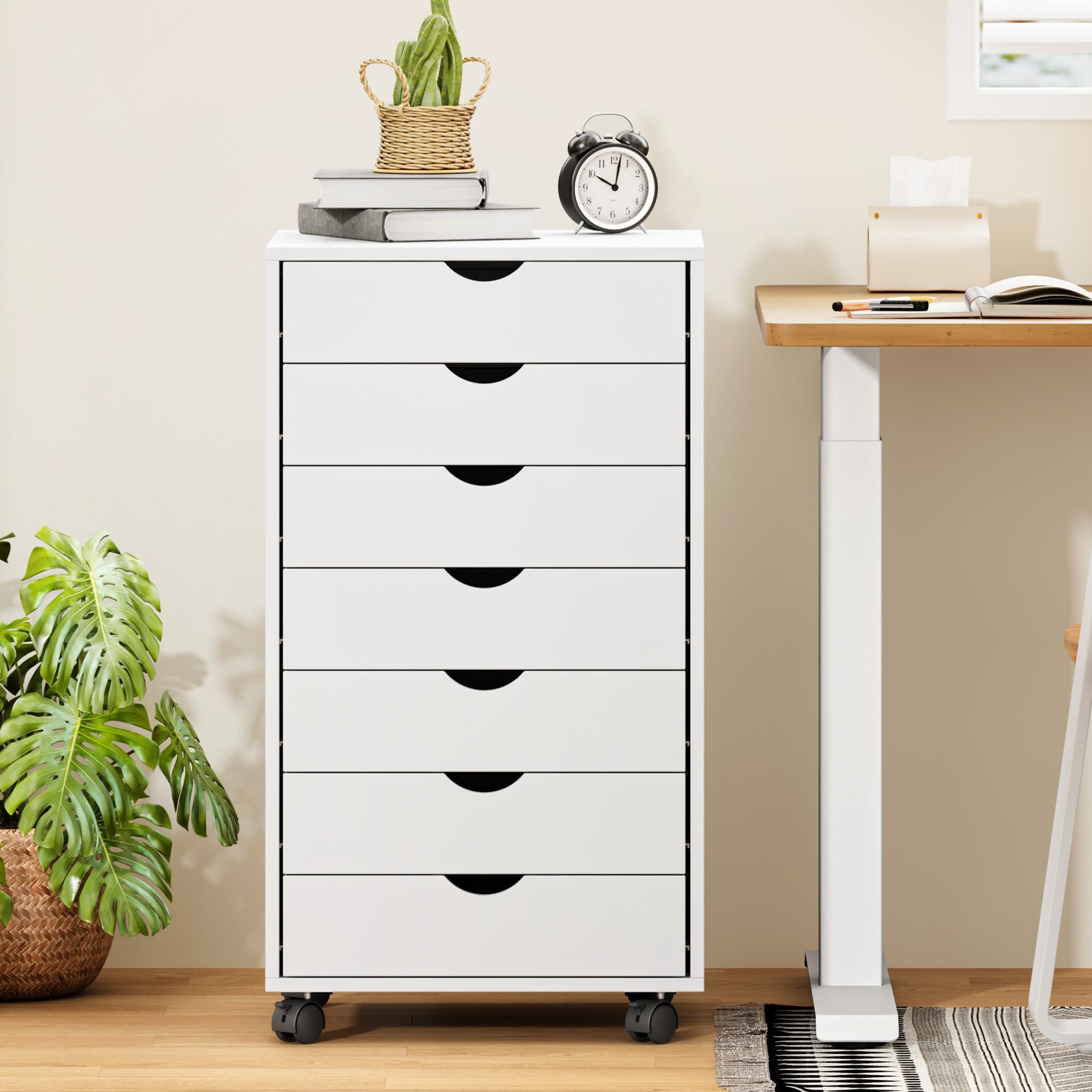 SogesHome Armadio portadocumenti in legno su ruote con cassetti per formato A4, legale, formato lettera per ufficio e casa