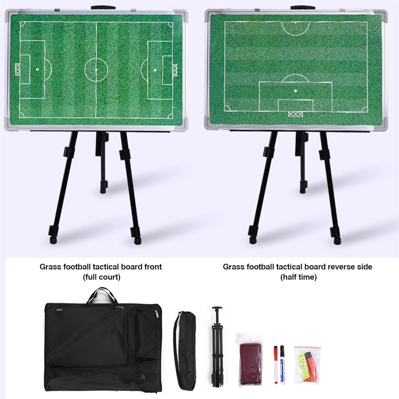 Pizarra táctica magnética borrable de fútbol con bolsa y trípode para sesiones de entrenamiento de entrenadores