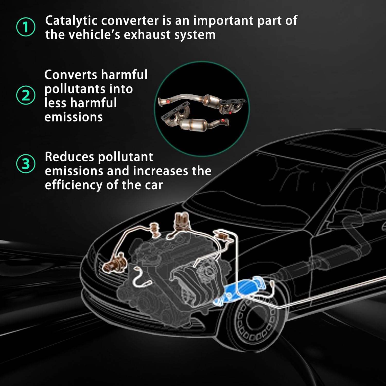 Exhaust Manifold Catalytic Converter for BMW X5 3.0L 2001–2006, 525i 2.5L 2001–2003 | Front & Rear | EPA Compliant High Flow | Replaces 18118, 18119