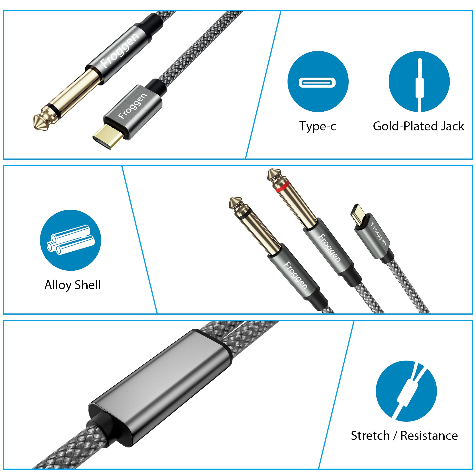 USB C to Dual 6.35mm TRS Stereo Cable, USB C to 1/4 inch Audio Cable - Image 3