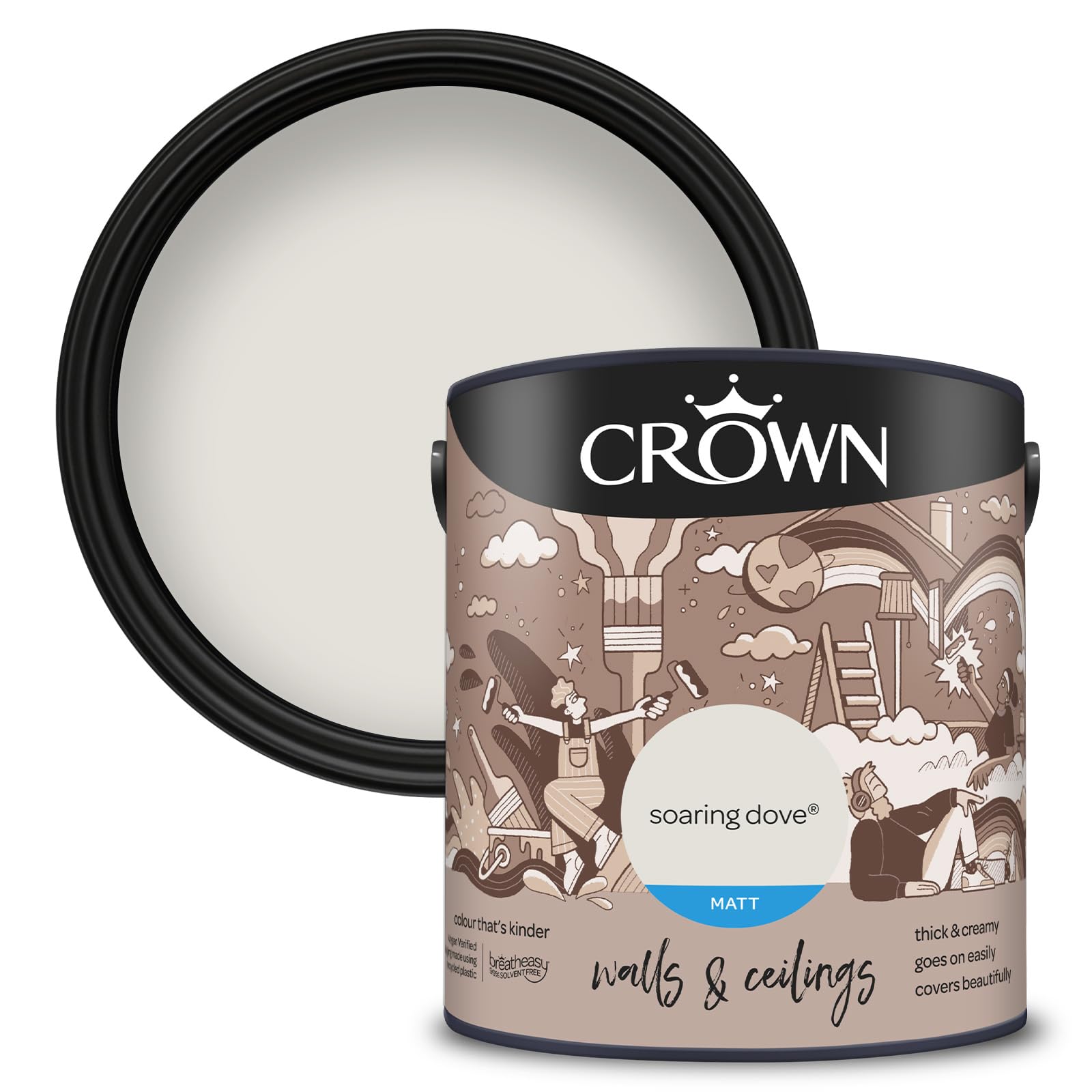 Crown WALLS & CEILINGS Dove Grey Matt Emulsion Paint 2.5L