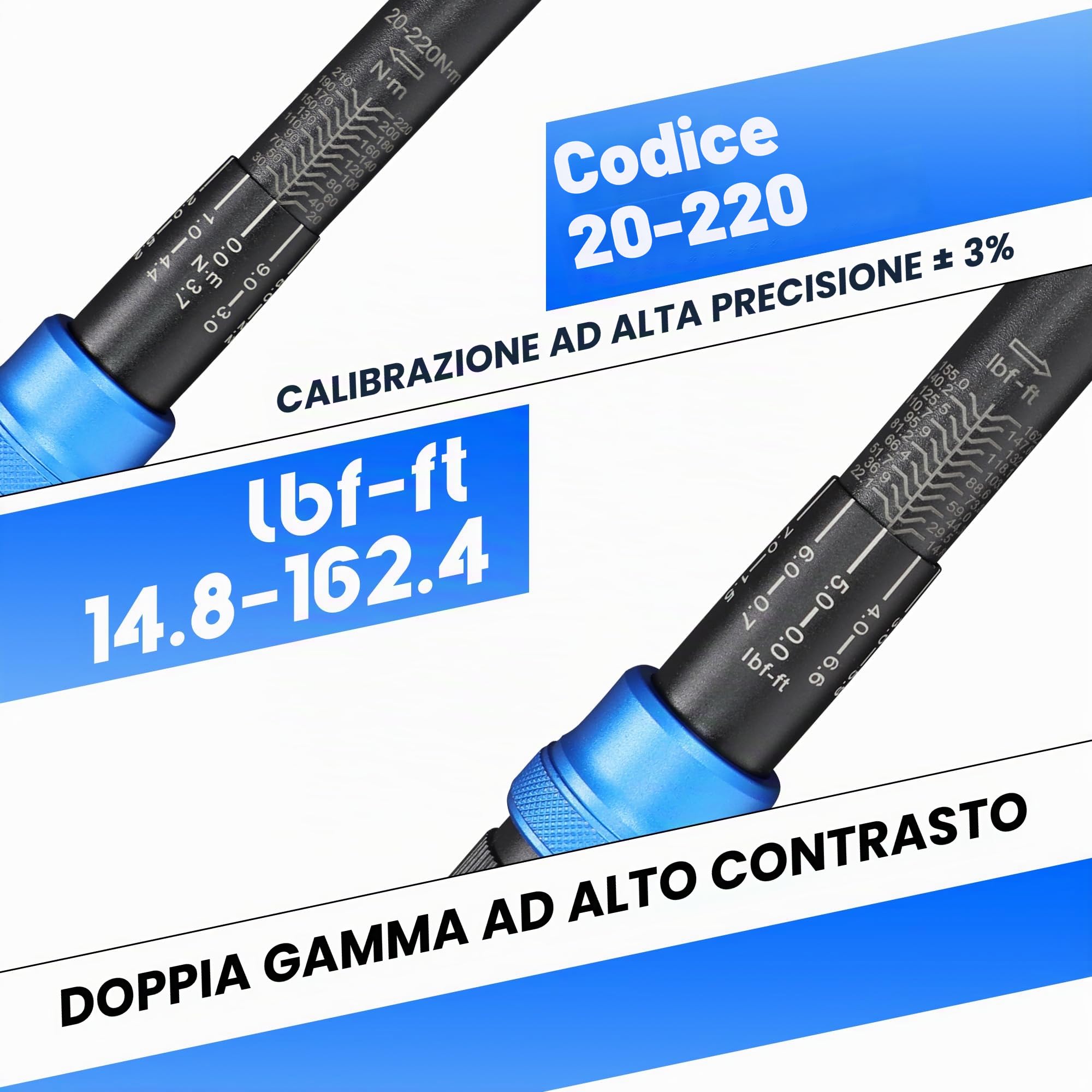 Chiave dinamometrica 1/2" 20-220 Nm, chiave dinamometrica bici, chiave dinamometrica moto auto 72 denti
