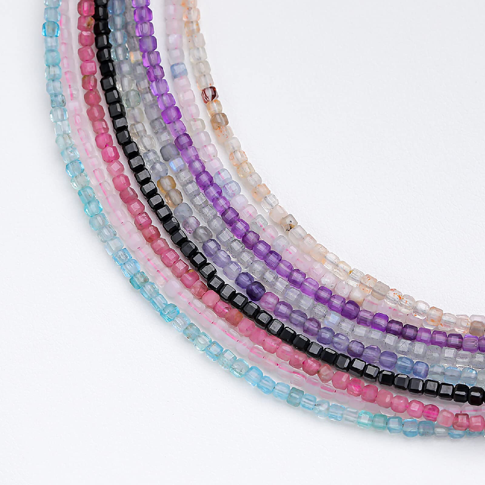 HLTYGWX Braccialetti lavorati a mano in pietra naturale di spinello nero da 2,5 mm a portata di mano per le donne Gioielli da festa Braccialetti in argento sterling con ametista, quarzo rosa, 16-19 cm