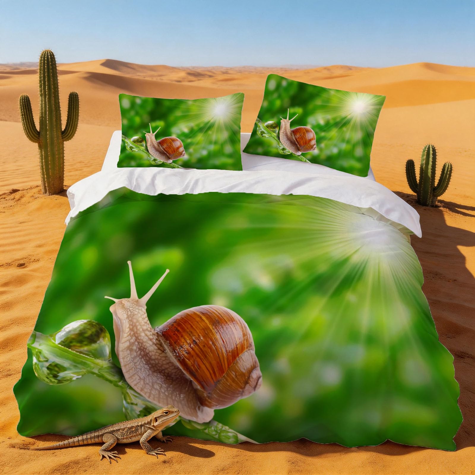 Housse de couette 240x260 escargots en microfibre hypoallergénique et facile à repasser