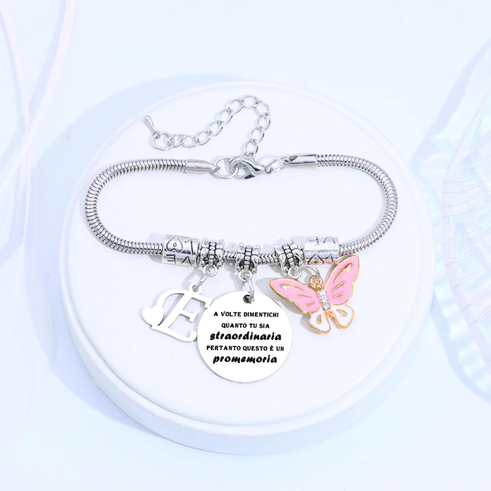 SAMORION A Volte Dimenticati quanto tu sia straordinaria pertanto questo è un promemoria-Moda Rosa Farfalla Ciondolo Lettere Iniziali Braccialetti Regalo Ispiratore Per le Donne Ragazze Nipote
