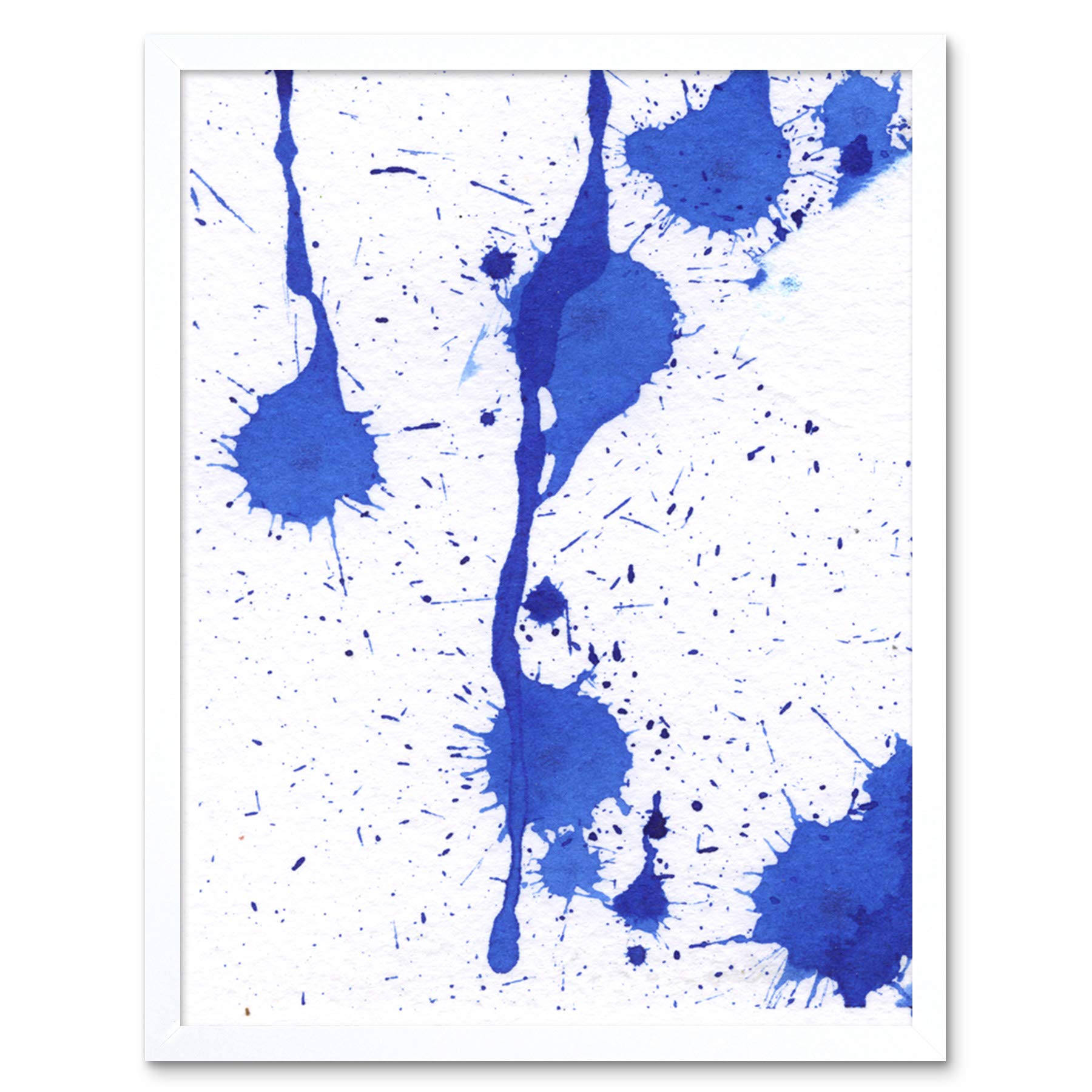 Artery8 Hendo Tanuki Abstract Blue Paint Splat Painting D Art Print Framed Poster Wall Decor 12x16 inch