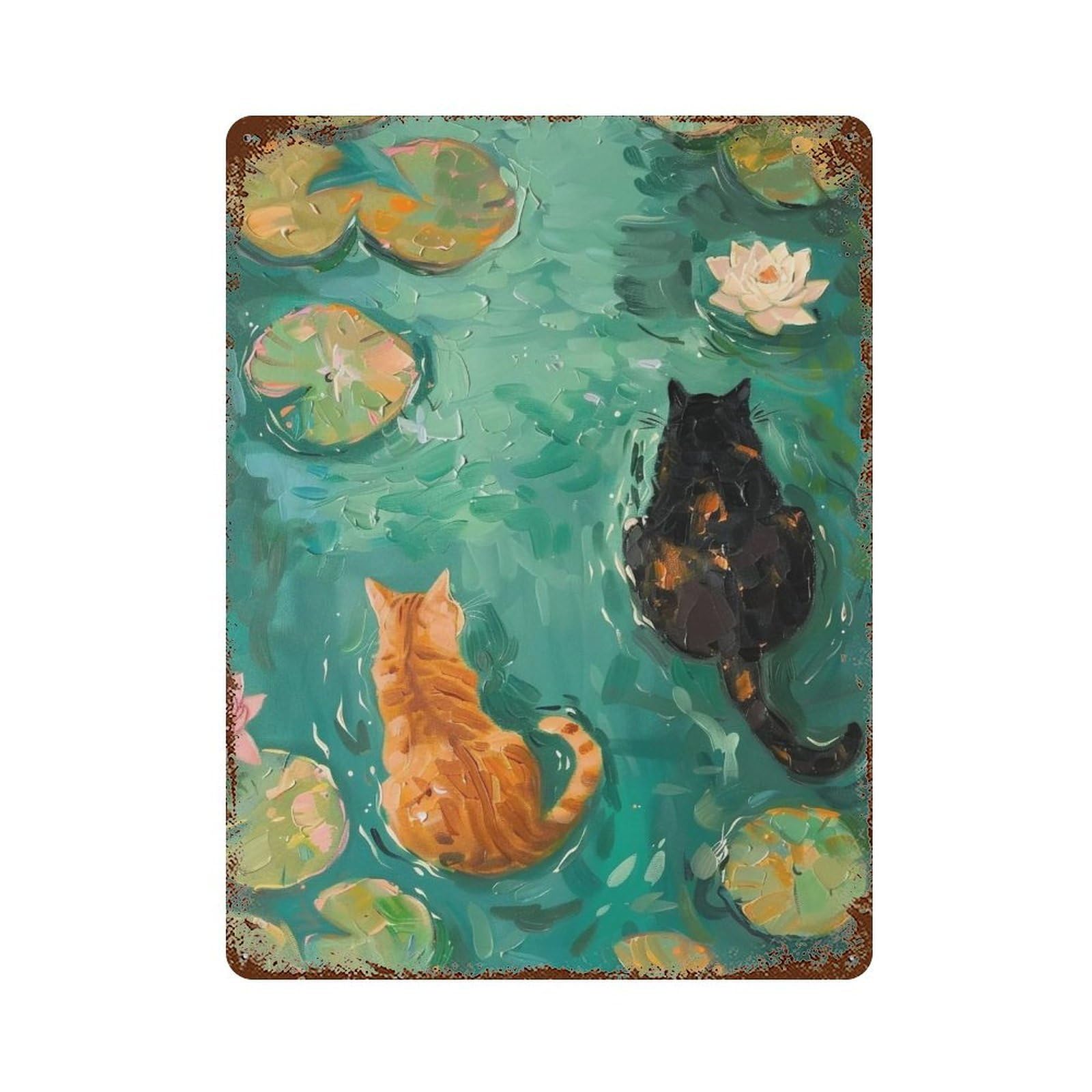 HDURYEYRYY Pond Kittens 03 Wall Retro Iron Vintage Art Metal Tin Sign Poster Modern Home Cofffee Club Art Bar Shop Decor Style 40x30cm