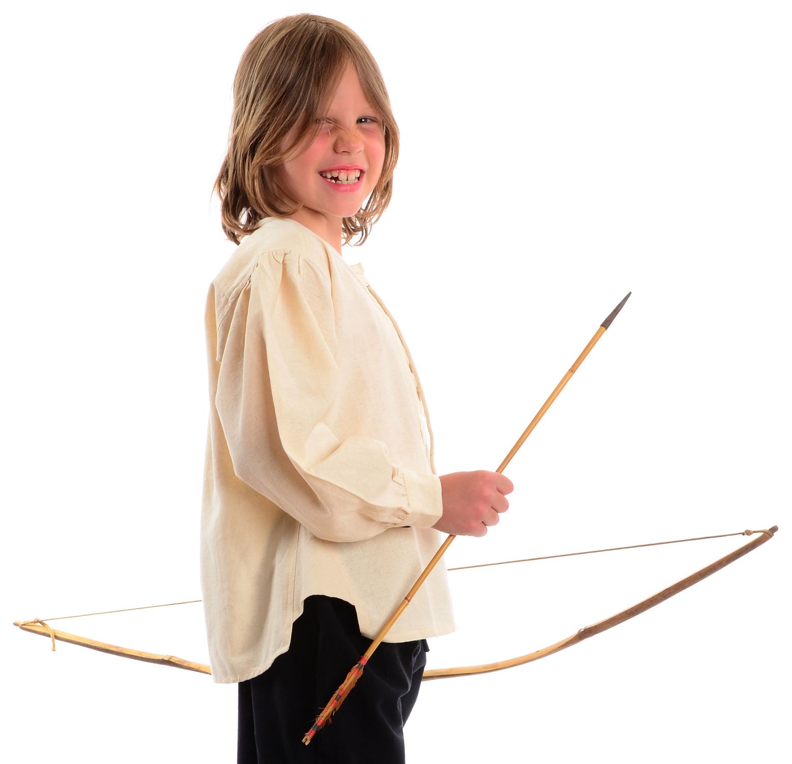 HEMAD Camicia Medievale con Lacci per Bambini in Cotone - Beige S-XXXL - Costume da Cavaliere