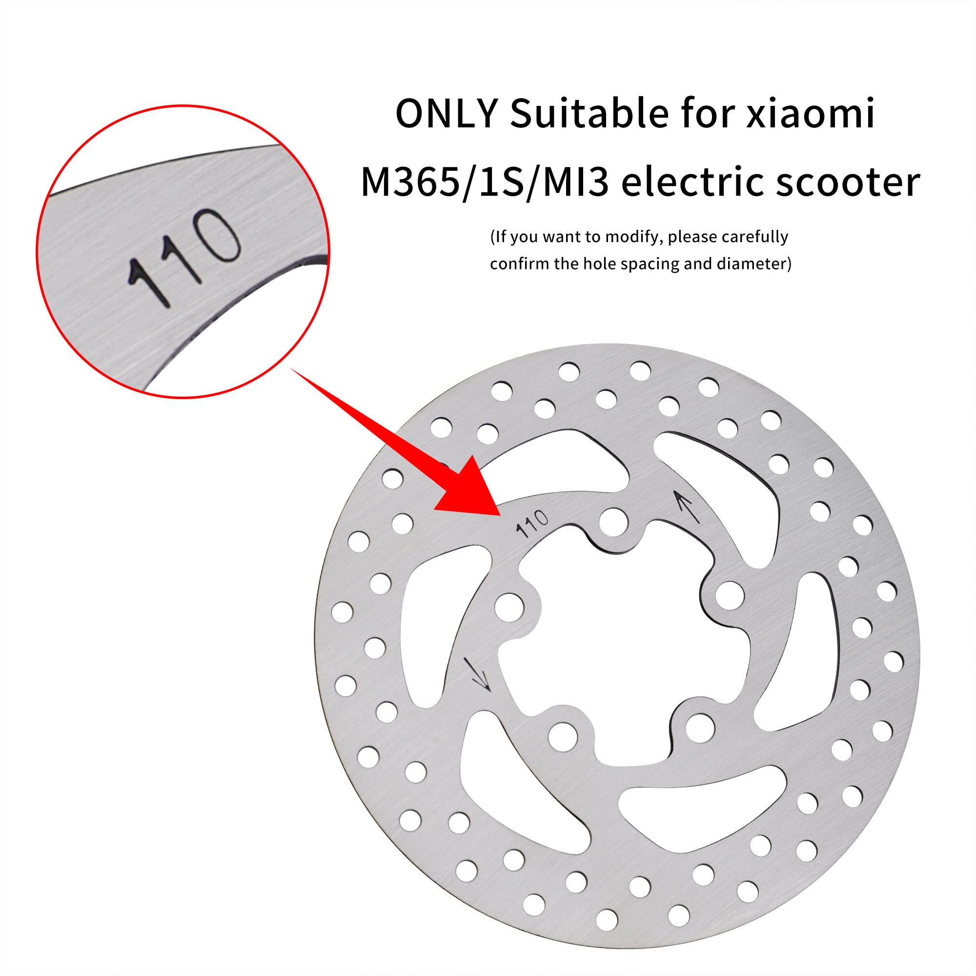 Disque De Frein LT Easiyl Pour Xiaomi M365/1S – Acier Inoxydable 110 Mm – Lot Avec 5 Vis + 1 Paire De Plaquettes – Compatible Trottinette électrique