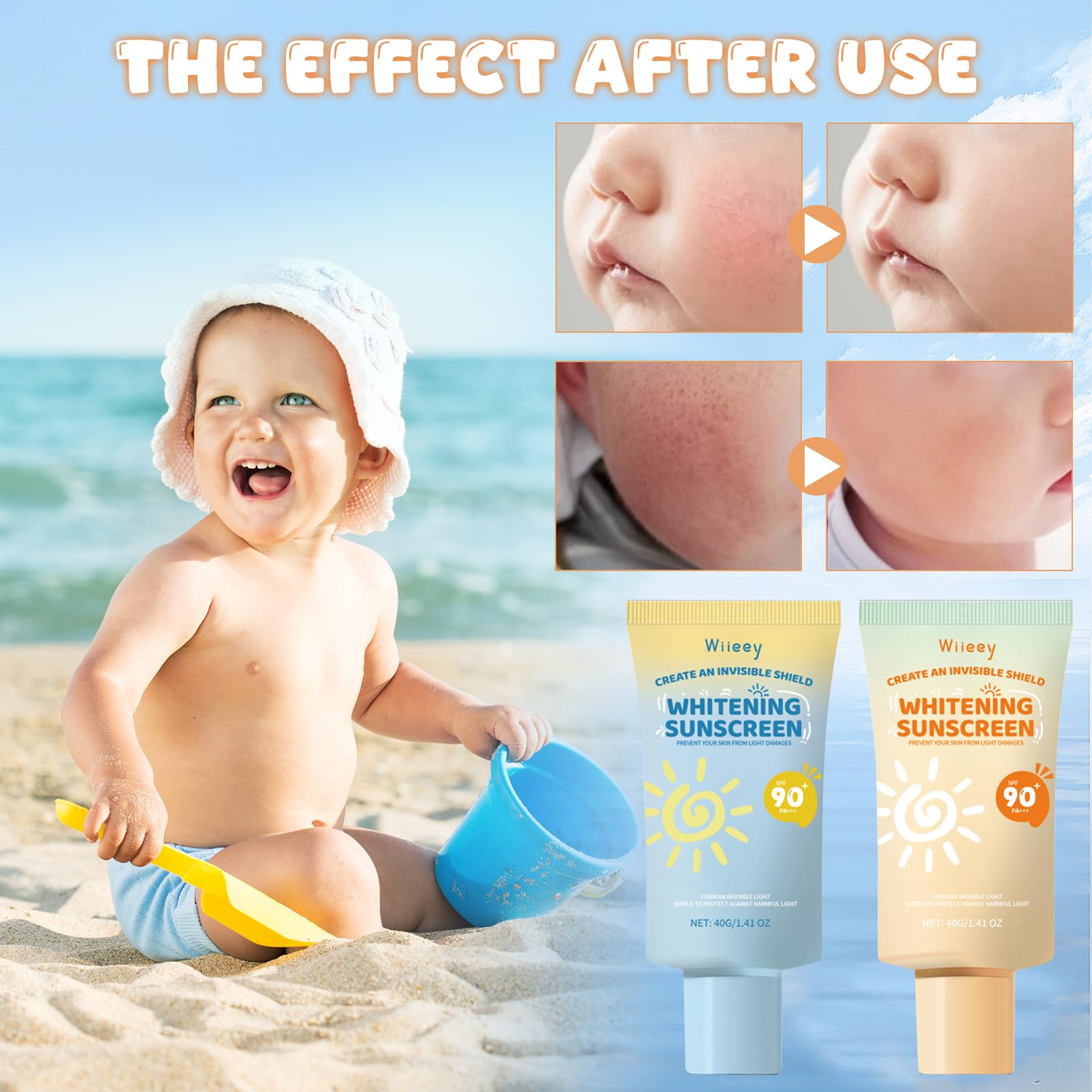 Pack de 2 Crèmes Solaires Enfants SPF 90+ - Haute Protection UV Visage & Corps, Texture Légère Non Grasse - Sans Microplastiques, Idéale Voyage et Sport - 2x40g