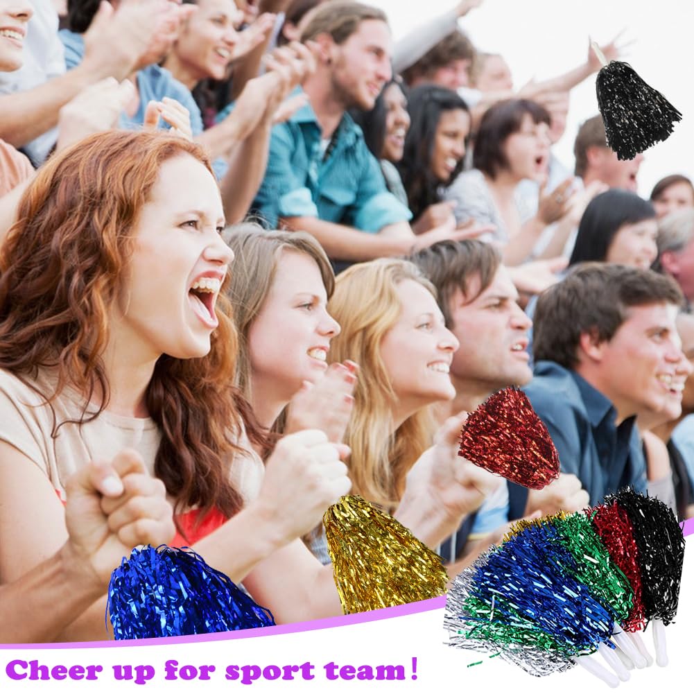 Lovecheer 24 pompones morados para animadoras con asa para baloncesto, hockey, eventos deportivos, Halloween, cumpleaños, fiesta de Navidad