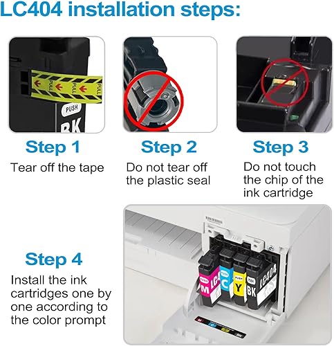 Miniatura 7 de Cartuchos de tinta compatibles LC404 para impresora Brother MFC-J1205W MFC-J1215W (paquete de 5, 2BKCMY) repuesto para cartuchos de tinta Brother