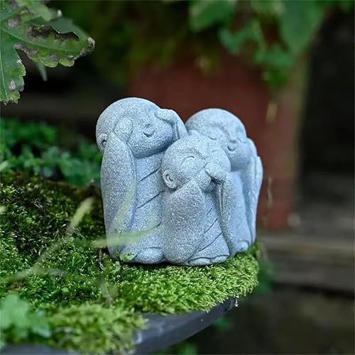 Miniatura 5 de livelyfish Acuario japonés Estatua de monje Estatuas de Buda Zen Escultura de arenisca asiática para riqueza Buena suerte Decoración de pecera para