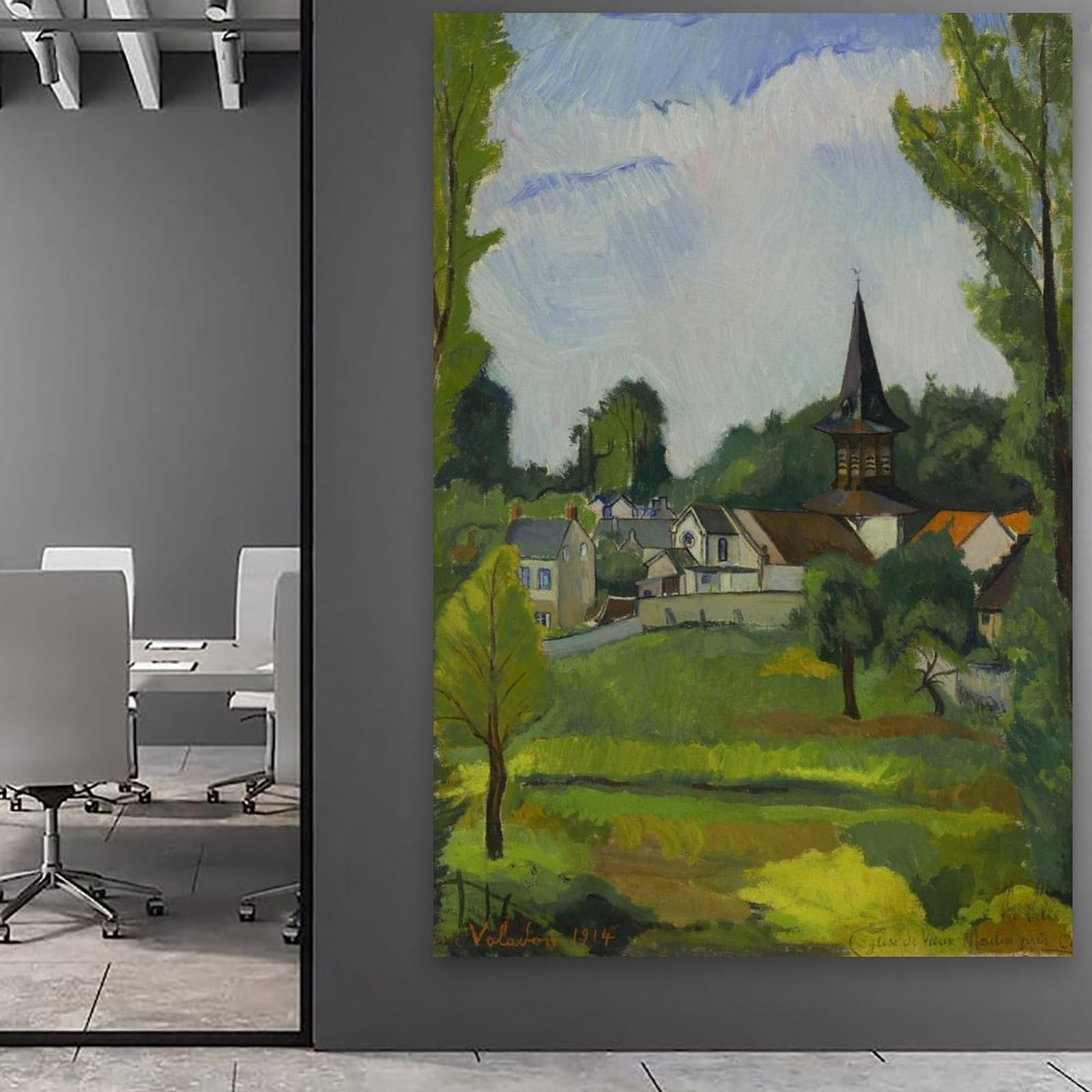 generisch Valadon Church by Suzanne Valadon Impresiones en Lienzo Modernas, Cuadros Decorativos para Habitación de Niños o Niñas, Cuadros de Pared para Sala de Estar Y Pinturas con Motivos Festivales