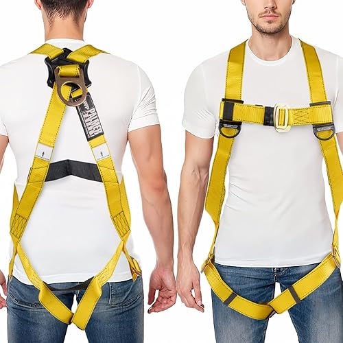 Palmer Safety Arnés de cuerpo completo con ajuste de 3 puntos, anillo en D dorsal, arnés de seguridad de protección contra caídas para construcción,